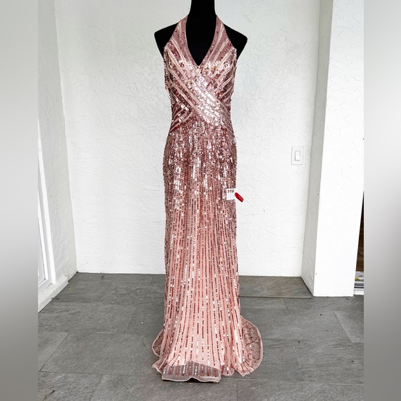 Mac Duggal Pink Sequin Beaded Prom Pageant Gown Women’s size 8 - Picture 1 of 12